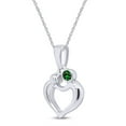 thumbnail image 2 of AFFY Round Simulated Emerald Mom Love Heart Pendant Necklace 14K White Gold over Silver, 2 of 5