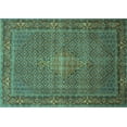 thumbnail image 1 of Ahgly Company Machine Washable Indoor Rectangle Persian Turquoise Blue Traditional Area Rugs, 8' x 12', 1 of 4