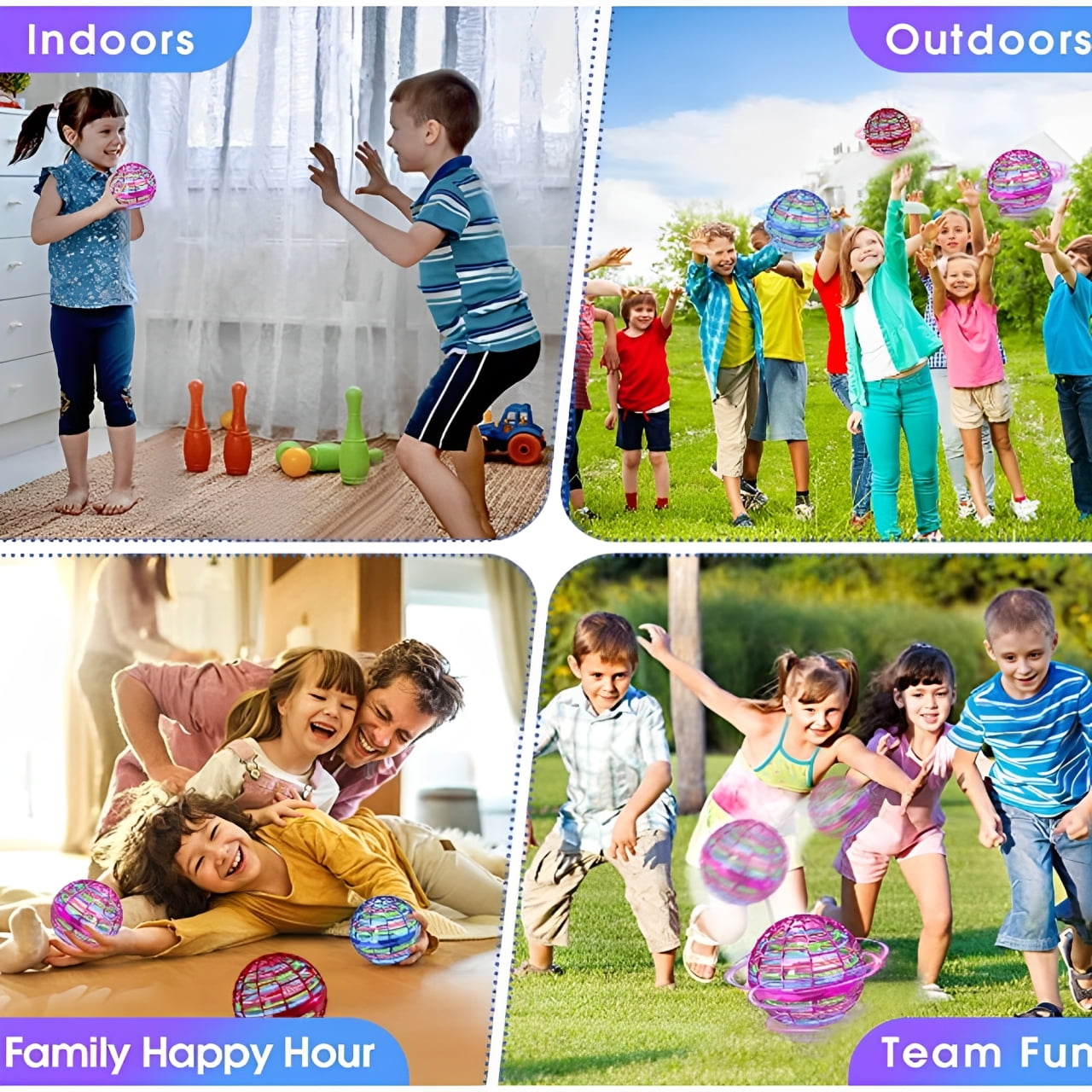2PCS Flying Orb Ball, Magic Hover Spinner with Dazzling Lights, Hand Controlled Mini Drone Cosmic Globe Spinning, Cool Stuff for Boys Girls Teens Indoor Outdoor