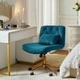 thumbnail image 3 of Adjustable Modern Swivel Velvet Desk Task Chair for Makeup Vanity Teal, 3 of 8
