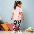 thumbnail image 6 of Wavsuf Girls Outfits 2-Piece, Short Sleeve Graphic T-Shirt Floral Leggings Kids Cotton Casual Sets Pink 7T, 6 of 6