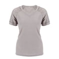 thumbnail image 4 of Spencer V Neck Women T Shirts Lace Short Sleeve Loose Casual Summer Tops Waffle Knit Tee Blouse (XL,Gray), 4 of 10