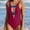 Wine, variant on Bathing Suits for Women One Piece Colorful Crossing Band Swimwear High Waisted Print Strappy Back Tankinis Swimsuit