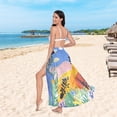 thumbnail image 6 of FORMRS Womens Long Sarong Beach Wrap Semi-Sheer Bikini Skirt Bathing Swimsuit Cover Up, Colorful Landscape, 6 of 7