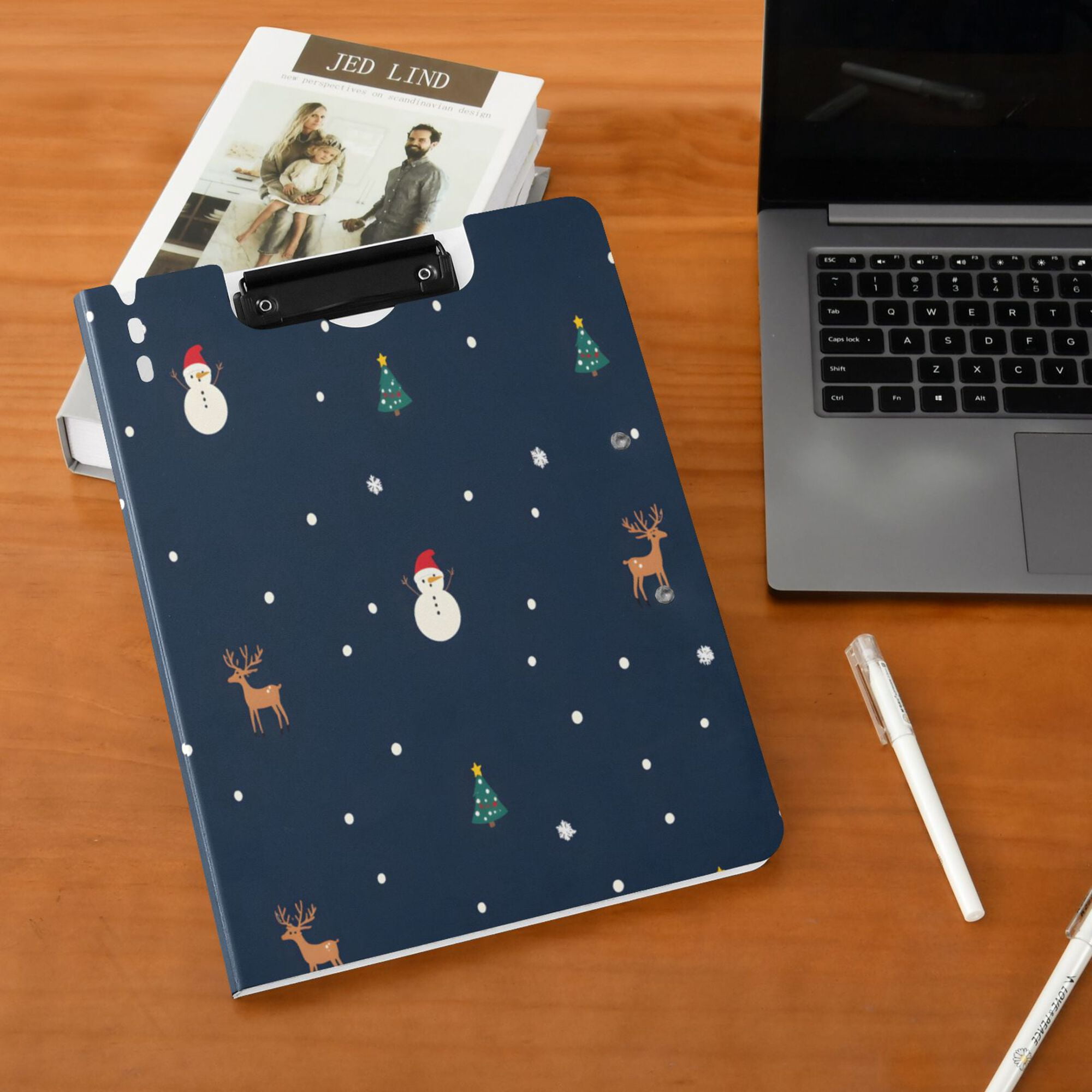 FORMRS A4 Clipboard Folder with Pen Holder Horizontal Foldable School Office Binder, Christmas Whimsy