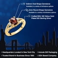 thumbnail image 2 of Gem Stone King 18K Yellow Gold Plated Silver Red Garnet and White Moissanite 3 Stone Engagement Ring for Women | 1.61 Cttw | Oval Checkerboard 8X6MM | Round 2MM | Gemstone January Birthstone | Size 7, 2 of 6