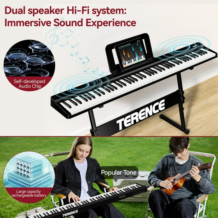 Terence Portable Piano Keyboard, 88 Keys Semi-Weighted, Foldable