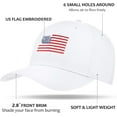 thumbnail image 2 of Solaris Embroidered American Flag Sun Cap Adjustable Patriotic Sports Tennis Baseball Golf Hat for Men Women One Size White, 2 of 7