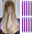 thumbnail image 1 of 20 Inch Colored Clip in Hair Extensions 10pcs Straight Hair Synthetic Hairpieces for Party Highlight Purple, 1 of 6
