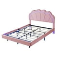 thumbnail image 6 of Harper & Bright Designs Full Pink LED Bed Frame with Wooden Flowers Headboard, Floating Velvet Upholstered Platform Bed Frame with LED Light, 6 of 10