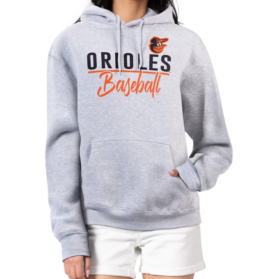 Women's G-III 4Her by Carl Banks  Heather Gray Baltimore Orioles Team Fleece Pullover Hoodie