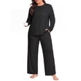 thumbnail image 2 of Cueply Women's Plus Size Pajama Sets Long Sleeve Tops and Pants Soft Lounge Sleepwear Set Casual Pjs with Pockets, 2 of 9