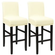 Unique Bargains Polyester Stretch Bar Stool Covers Elastic Band Mid Back Chair Slipcover Beige 2 Pcs