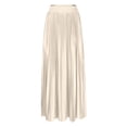 thumbnail image 4 of yillto Women's Pleated Midi Skirts High Waist Elastic A Line Long Skirt for Fall Winter, 4 of 7
