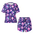 thumbnail image 2 of Yiaed Skull rainbow color Print Short Sleeve Pajama Sets for Women Casual Crew Neck 2 Piece Lounge Sets Women's Short-Sleeved Pajama-3X-Large, 2 of 5