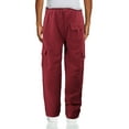 thumbnail image 2 of Mens Heavy Fleece Cotton Blend Casual Plain Athletic Gym Sport Cargo Sweatpants (Burgundy, M), 2 of 2