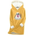 thumbnail image 3 of Feancey Womens Halloween Hoodies Funny Cute Ghost Print Loungewear Pajamas Winter Fleece Lined Thermal Tops Holiday Casual Pullover Sweatshirt Yellow M, 3 of 4