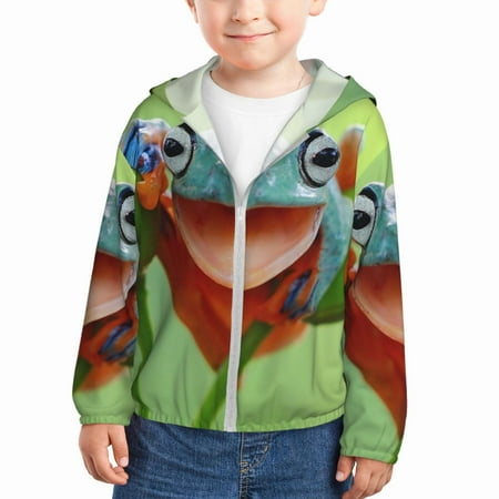 

Lukts Flying Frog On Branch Print Children s Long-Sleeved Sun Protection Clothing Hooded Sweatshirts for Boys and Girls Outdoor Sports-4 Years