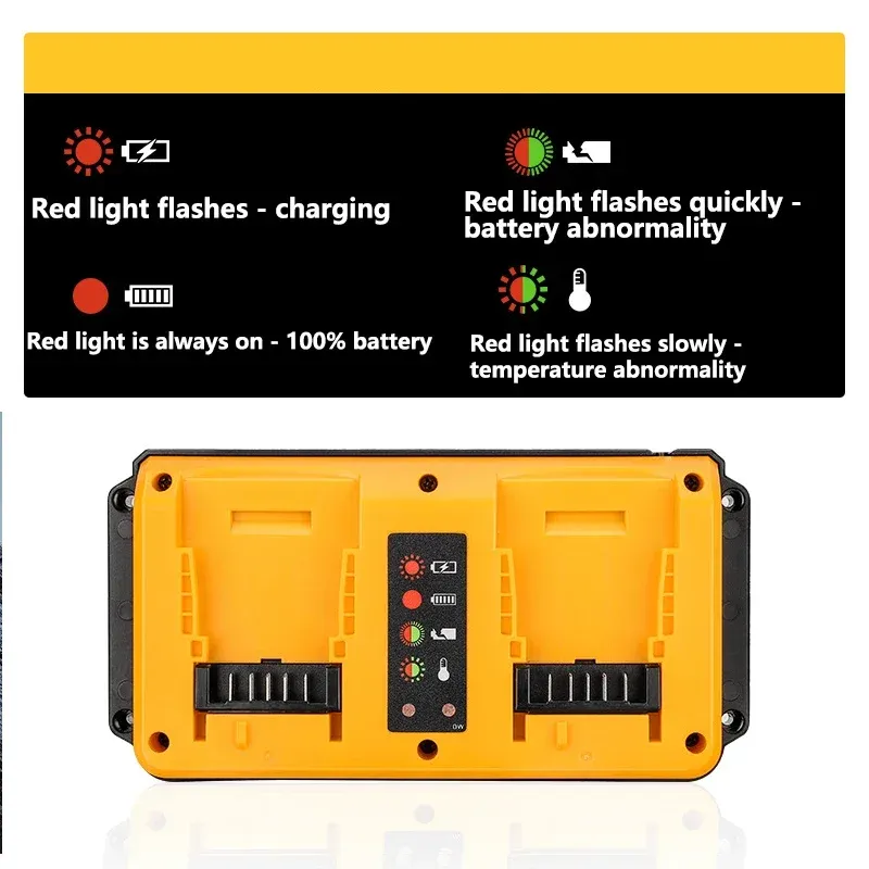90W Fast Charger Dual Port for DeWalt 18V-20V Li-ion Batteries DCB207 DCB206 DCB204