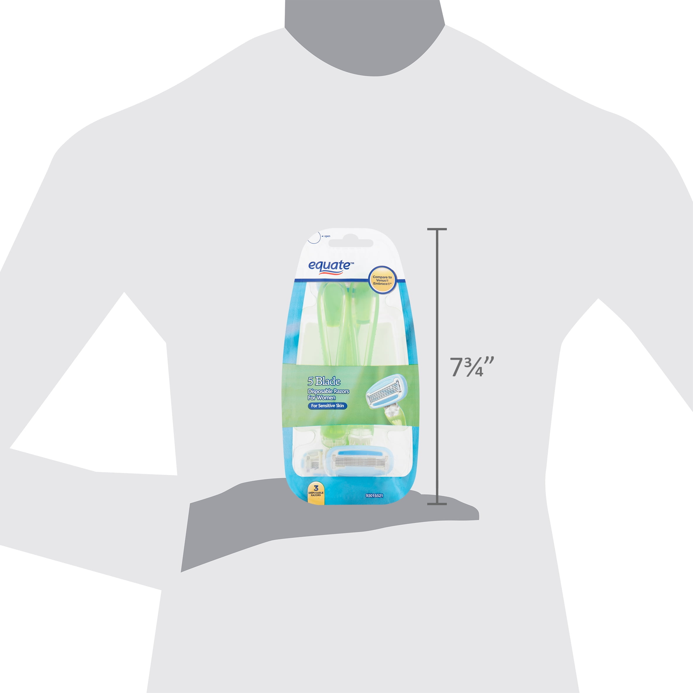 Equate 5 Blade Disposable Razors for Women, 3 Count