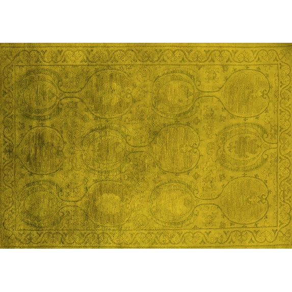 Ahgly Company Indoor Rectangle Oriental Yellow Industrial Area Rugs, 6' x 9'