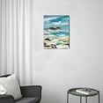 thumbnail image 3 of Modern Navy Blue Wall Art - Beach Themed 12x16 Inch Canvas with Coastal Ocean Prints for Bathroom Decor, 3 of 7