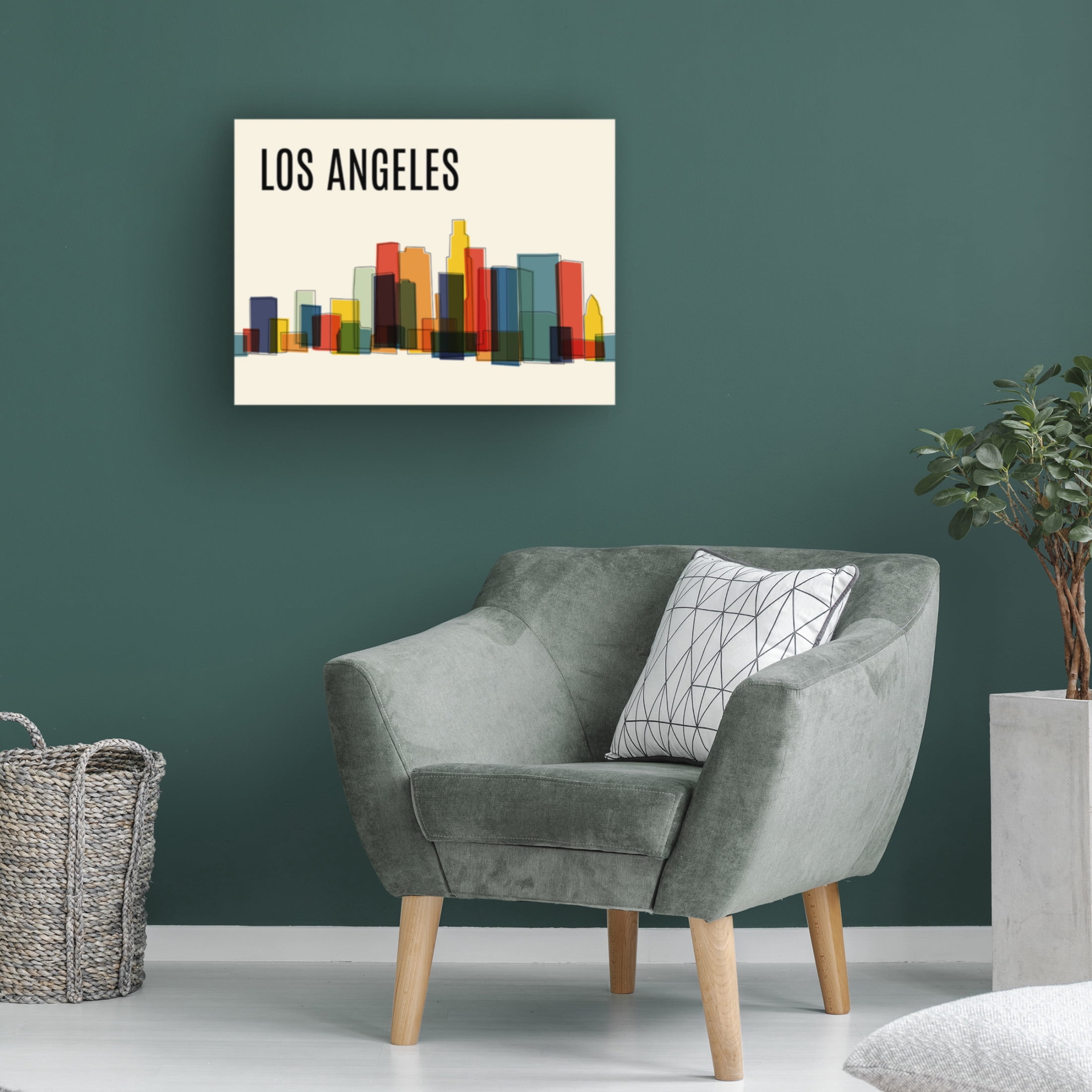 Canvas Wall Art - Tom Quartermaine 'Los Angeles Mid Century Modern Cityscape' Wall Art for Living Room, Bedroom, or Office Décor by Trademark Fine Art - 19 x 14 Inches