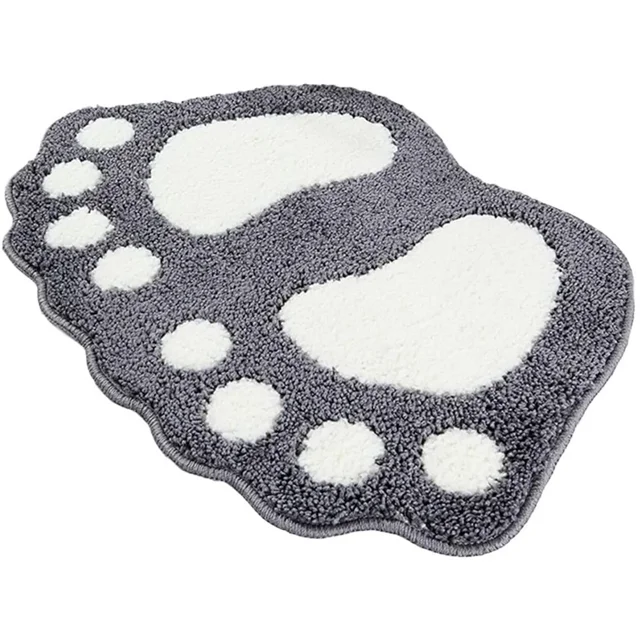 Alfombra de baño, Alfombra de baño con Huella de Microfibra de 40 x 60 cm, Gris