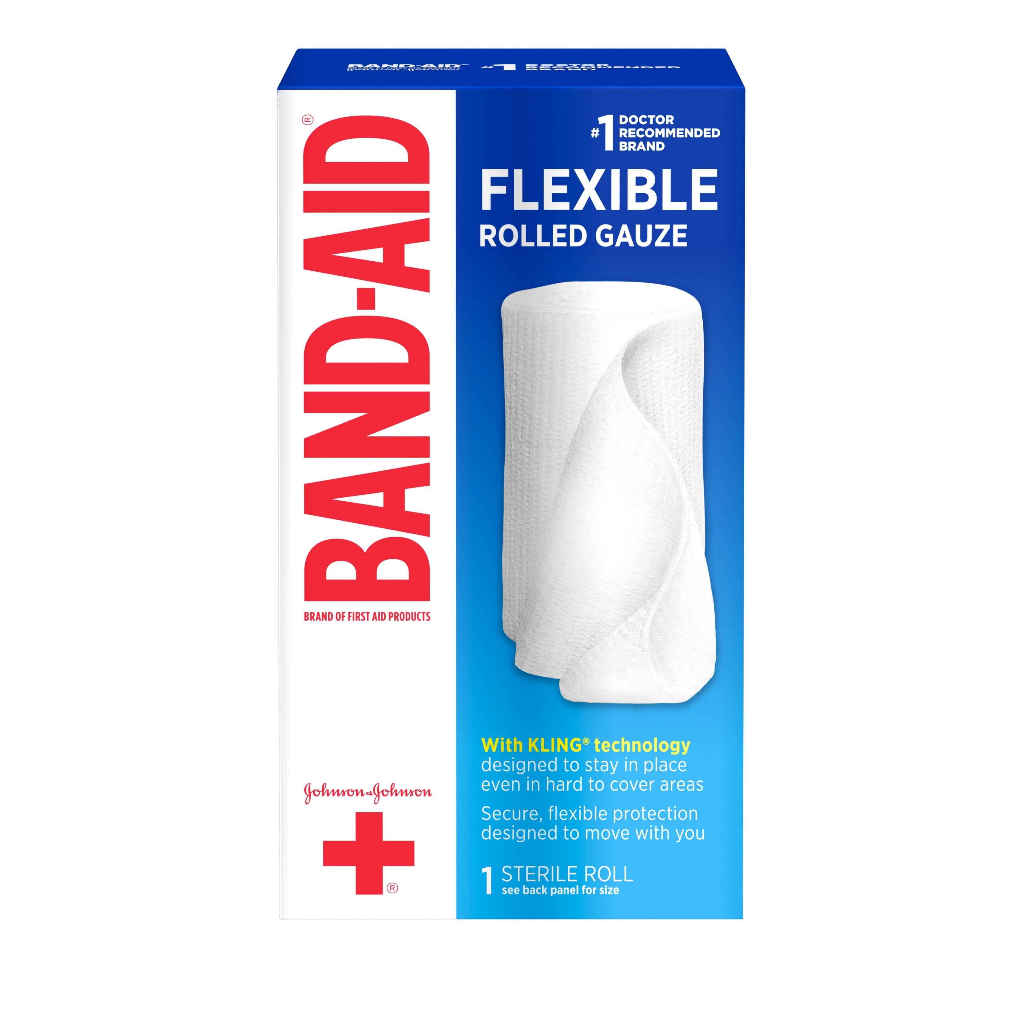 Band Aid Brand First Aid Product Flexible Rolled Gauze, 3 in x 2.5 yd