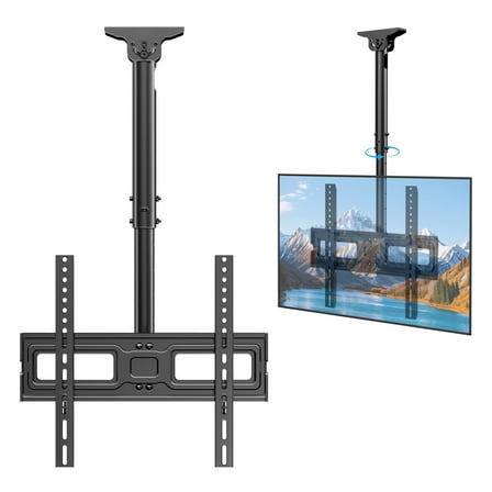 MountFTV Ceiling TV Mount for 26-70 inch TVs ,6 Adjustable Height Setting Full Motion Hanging TV Wall Mount Bracket, Holds up to 110lbs, Max 400x400mm