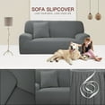 thumbnail image 5 of Unique Bargains 1-Piece Jacquard Textured Stretch Sofa Slipcover, Dark Gray, 5 of 7