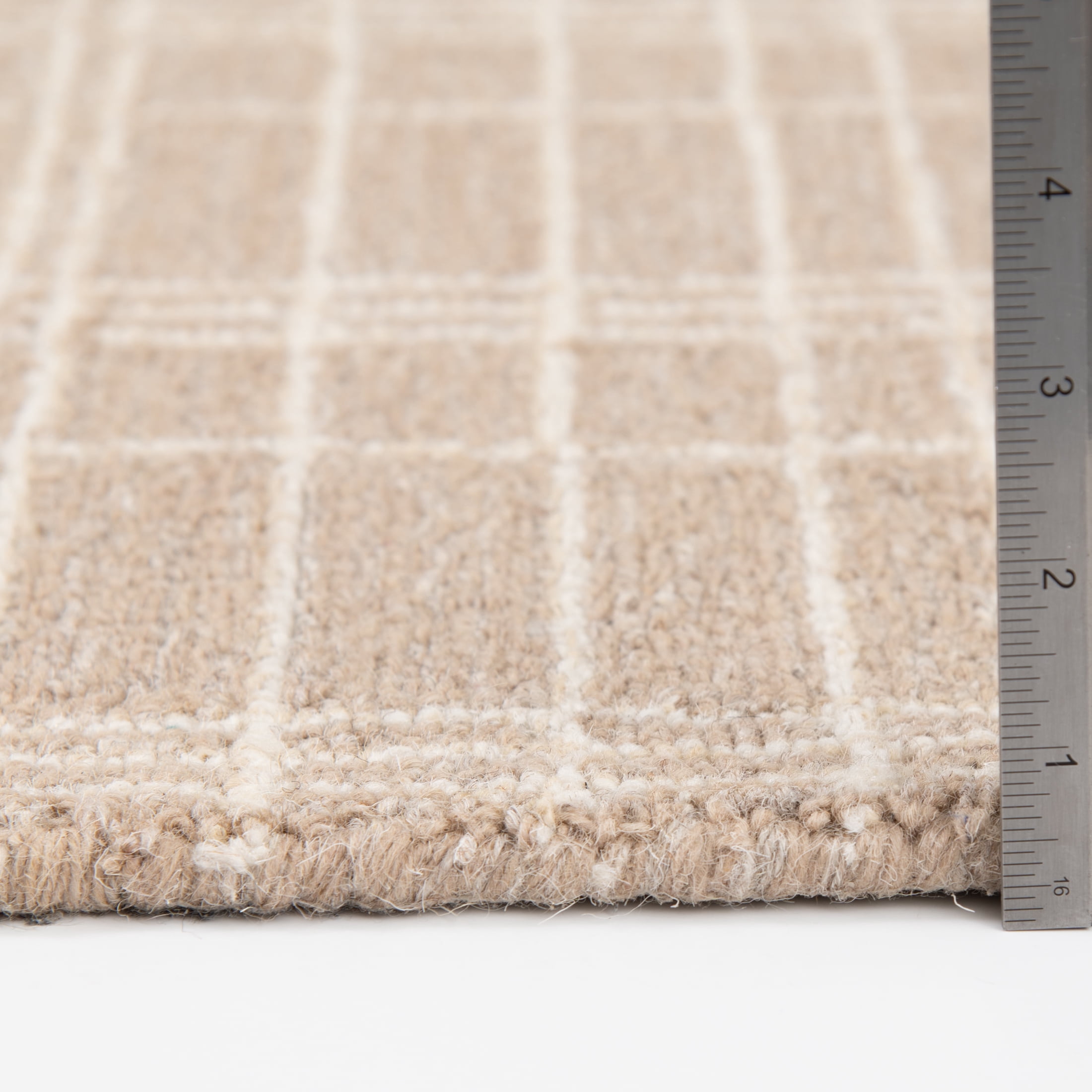 Better Homes & Gardens Beige Plaid Wool Indoor Runner Rug, 2'6"x7'