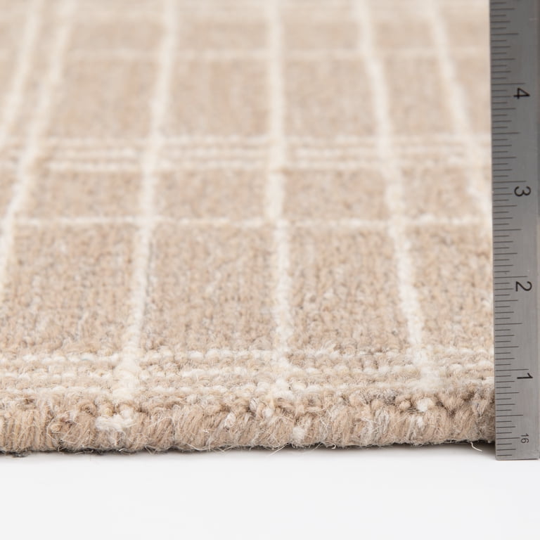Plaid Wool Runner Rug, Beige, 2'6"x7' photo 4