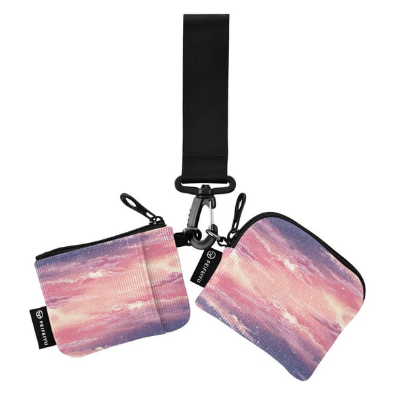 Women's Coin Purses Keychain Wallet Mini Zip Dual Pouch Wristlet Portable Coin Purse Small Wallets For Travel Sports Outdoors Cartoon Beautiful Pink Sky