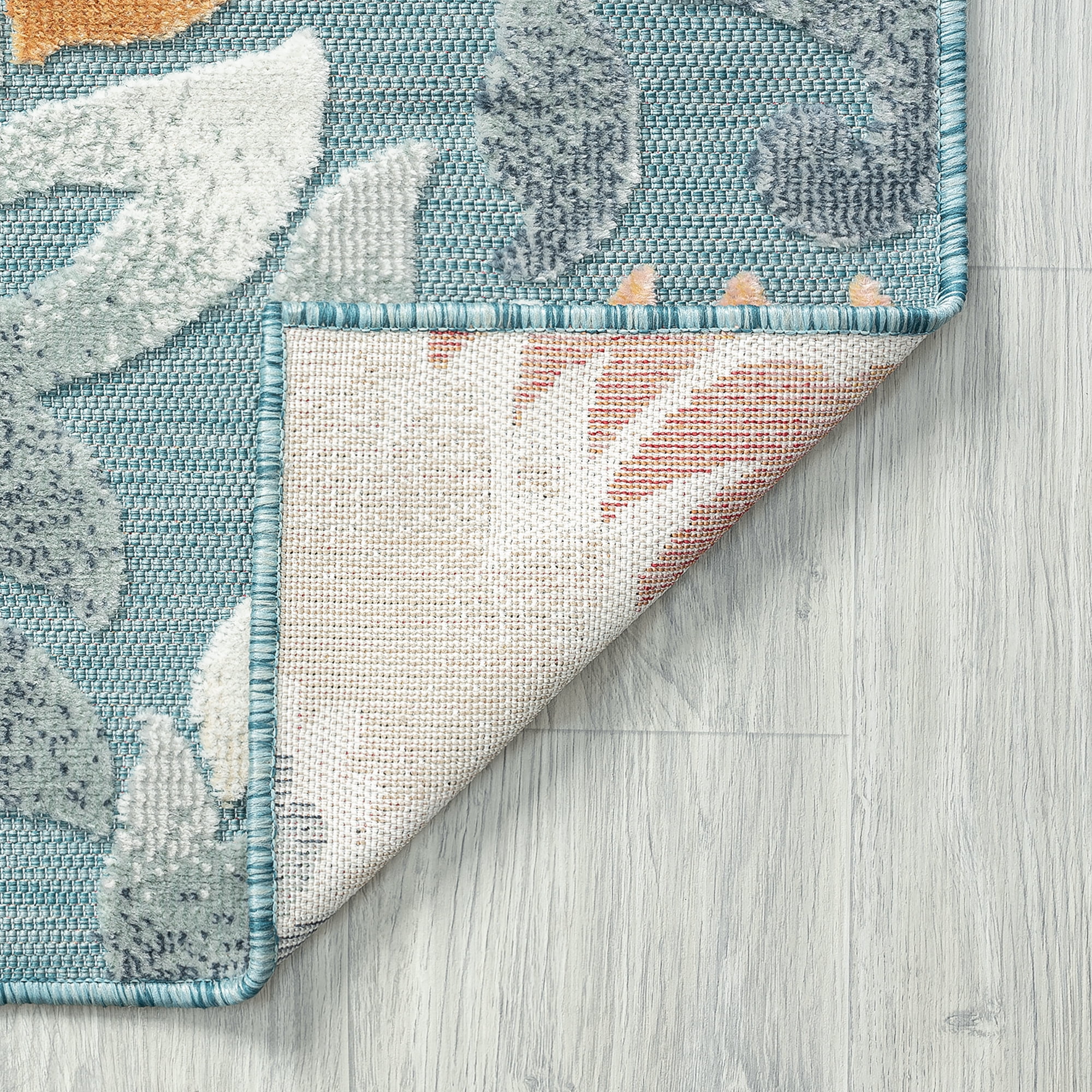 2x8 Water Resistant, Indoor Outdoor Runner Rugs for Patios, Hallway, Entryway, Deck, Porch, Balcony or Kitchen | Outside Area Rug for Patio | Aqua, Floral | Size: 2'2'' x 7'3''