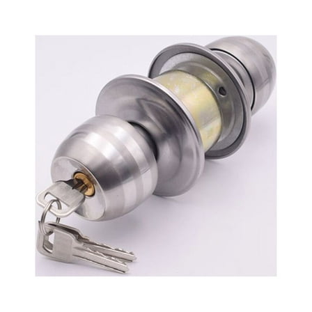 Mobutofu Bathroom Lock Ball Keyed Entry Door Knob Set with Keys Silver 1Pcs 6.7 x 2.4 x 2.4 inch