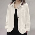 thumbnail image 5 of QIYAGBSA Corduroy Shirts for Women Button Down Long Sleeve Relaxed Fit Casual Overshirt with Pocket for Spring Fall (Beige, M), 5 of 8
