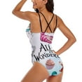 thumbnail image 3 of Women's Alice in Wonden-Lan Swimsuit One Piece Bathing Suit V Neck Tummy Control Sports Beach Swimwear, 3 of 8