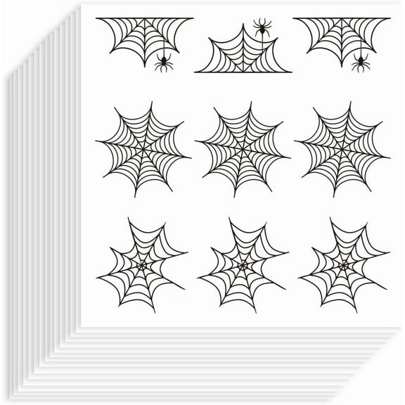 180Pcs Spiderweb Stickers 90x90mm Self-Adhesive Paper Decorative Stickers Waterproof Cobweb Planner Decals