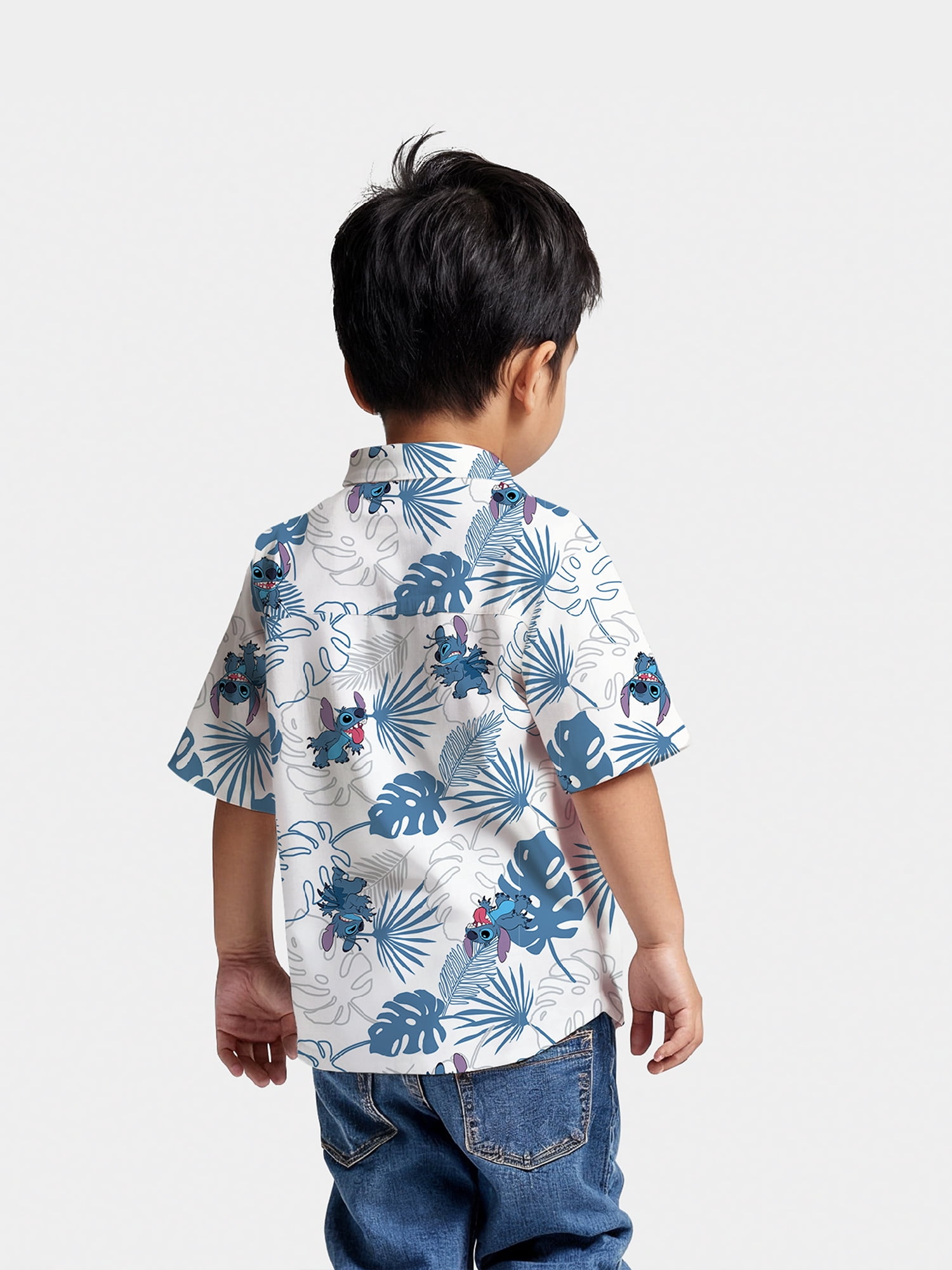 Stitch Boys' Print Button Up Shirt with Short Sleeves, Sizes 4-18