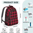 thumbnail image 5 of Red and Black Checkered Pattern Backpack for School, Cute School Bag with Adjustable Shoulder Straps and Padded Back, 16.9"x12.6"x5.9", 5 of 5