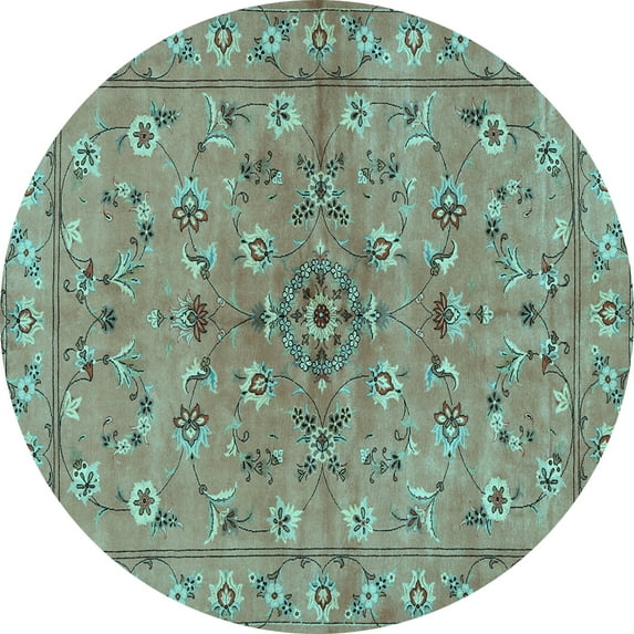 Ahgly Company Indoor Round Persian Light Blue Traditional Area Rugs, 6' Round