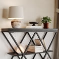 thumbnail image 3 of Mesa Consola de 3 Niveles: Diseño Delgado de Granja con Patas en Forma de X, Veta de Madera Negra, 3 of 8