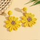 thumbnail image 1 of New dopamine yellow flower earrings female holiday style sweet alloy earrings, 1 of 3