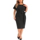thumbnail image 2 of Vestido Plus Size Agnes Orinda para Mujeres, Cuello Redondo, Manga Corta, Con Cinturón, Nudo, Midi, Talla 3X, Negro, 2 of 6