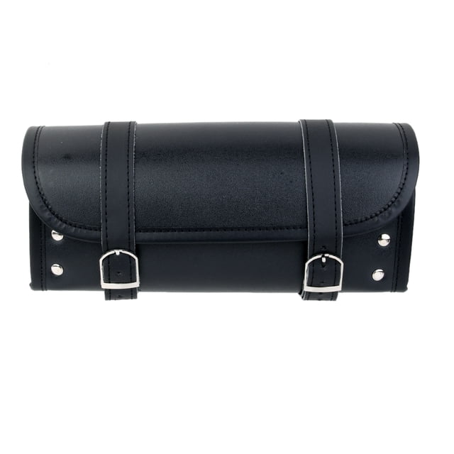 Herramienta de rollo con para motocicleta Bolsa de sillín de moto de cuero de imitación Negro Macarena alforja