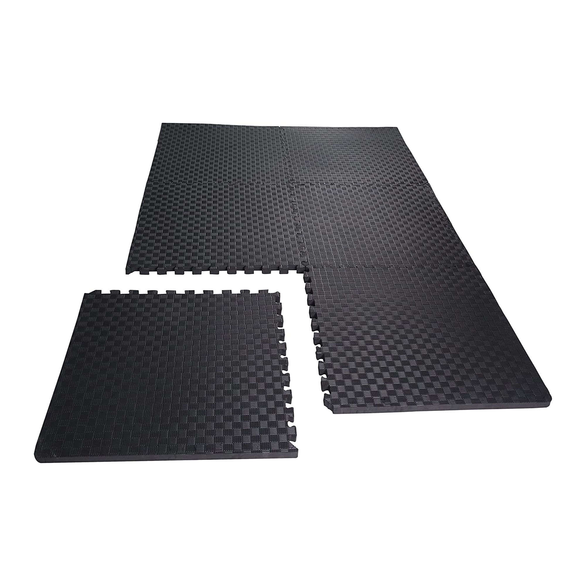 BalanceFrom 12-Pack 24”x24” Interlocking Foam Puzzle Exercise Mat, 1/2” Thick, Black