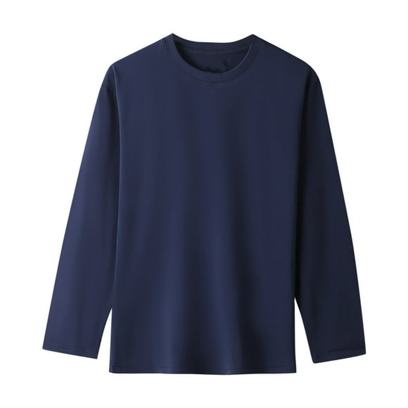 AherBiu T Shirts for Women Long Sleeve Classic Basic Tee Tops Loose Fitted Comfy Solid Color Shirts