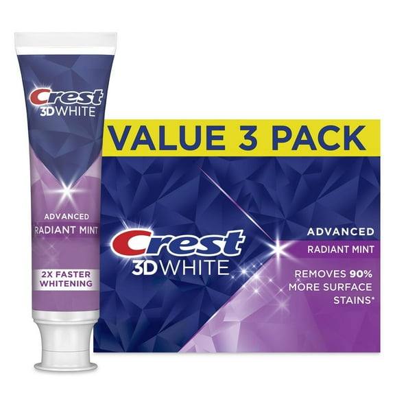 Crest 3D White Advanced Whitening Toothpaste, Radiant Mint Value Pack x70ml