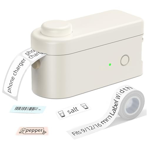 Máquina etiquetadora Makeid L1 con cinta - Etiquetadoras portátiles y recargables compatibles con cinta impermeable de 9, 12 y 16 mm - Mini etiquetadora Bluetooth para organizar el hogar, la oficina y